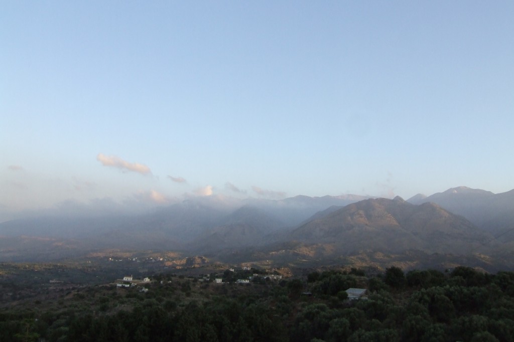The view of the Lefka Ori (White Mountains) from Samonas in Western Crete